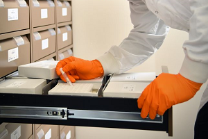 Scientist checking paperwork 